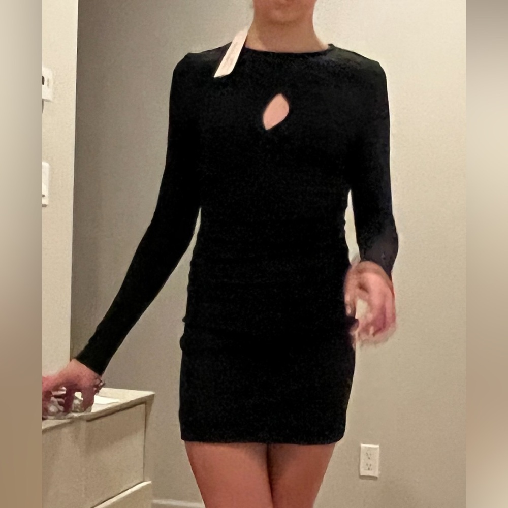 Aqua Black Long Sleeve knit Dress size XS